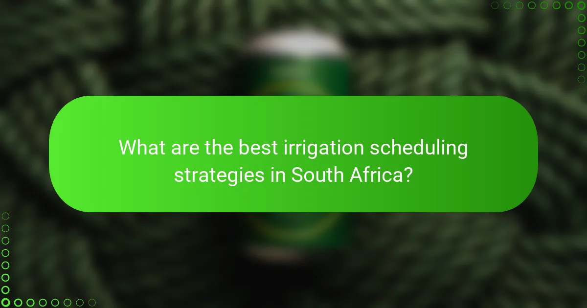 What are the best irrigation scheduling strategies in South Africa?